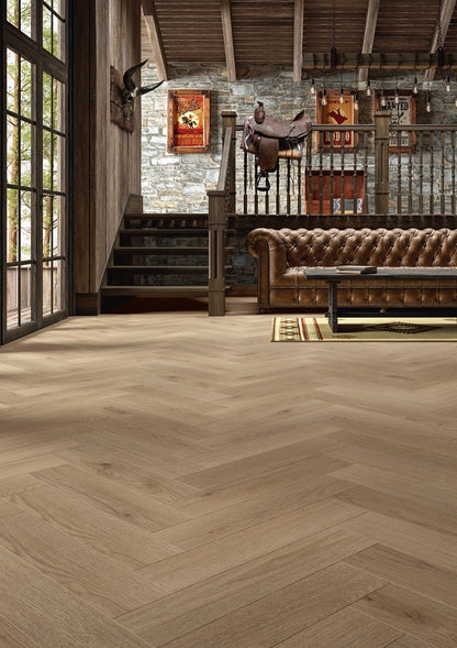 Floer Hybride Laminaat Visgraat - Grijsbeige Eiken
