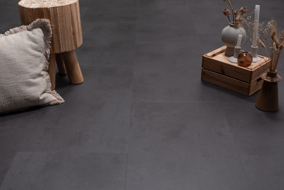 Floer Tegel Click PVC - Betonlook Zwart