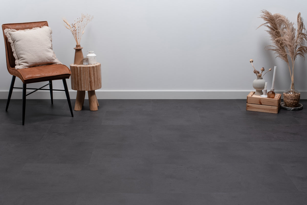 Floer Tegel Click PVC - Betonlook Zwart