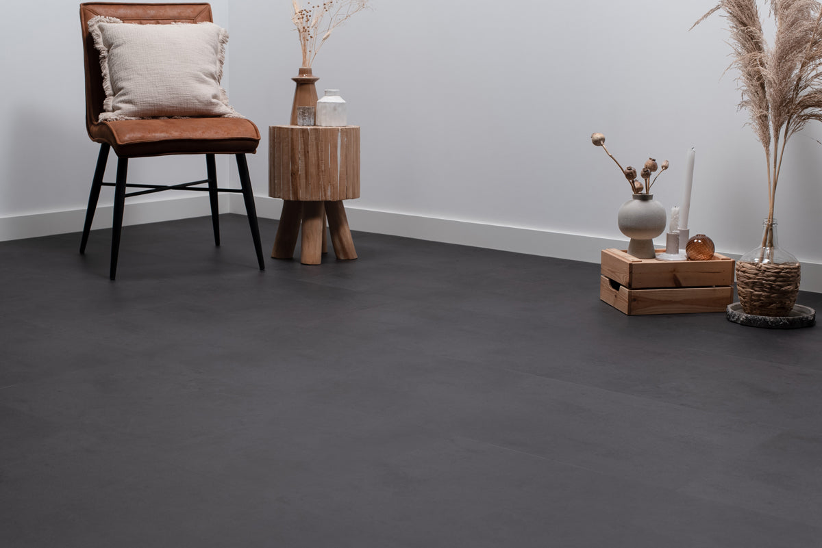 Floer Tegel Click PVC - Betonlook Zwart