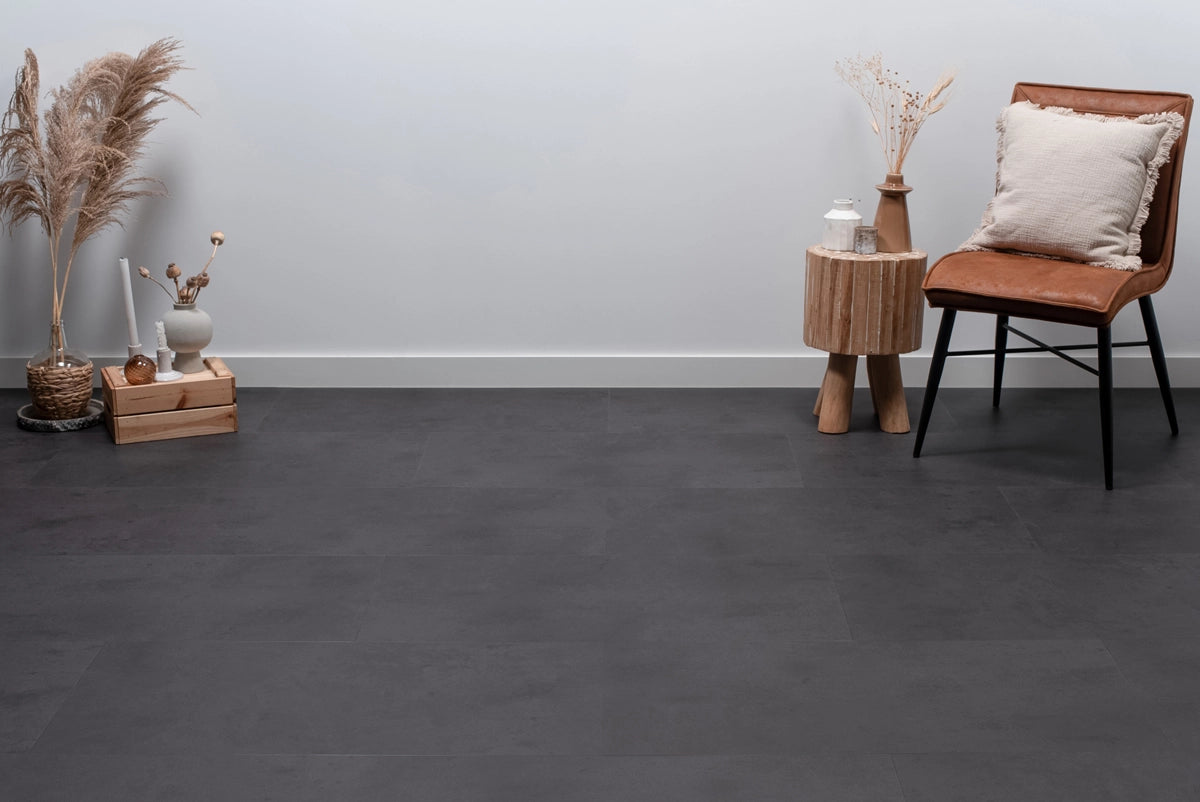 Floer Tegel PVC - Betonlook Zwart