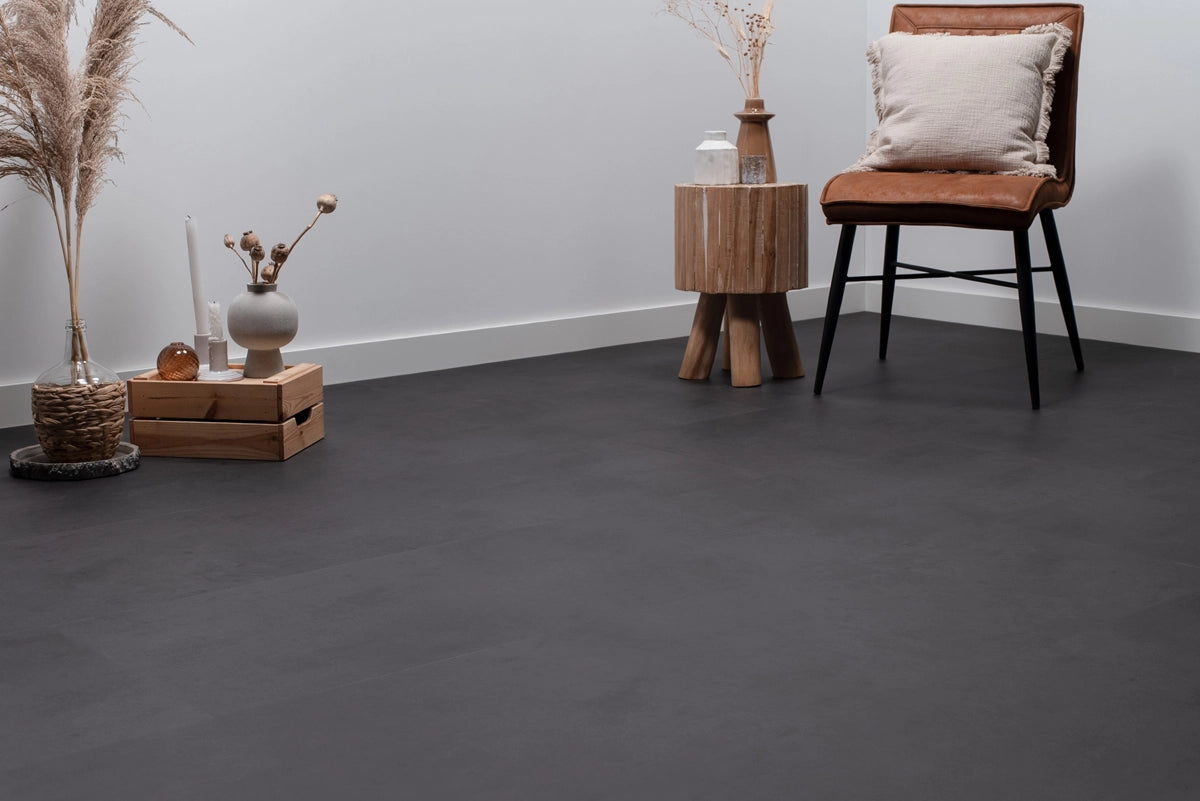Floer Tegel PVC - Betonlook Zwart