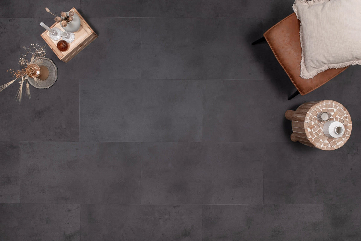 Floer Tegel PVC - Betonlook Zwart