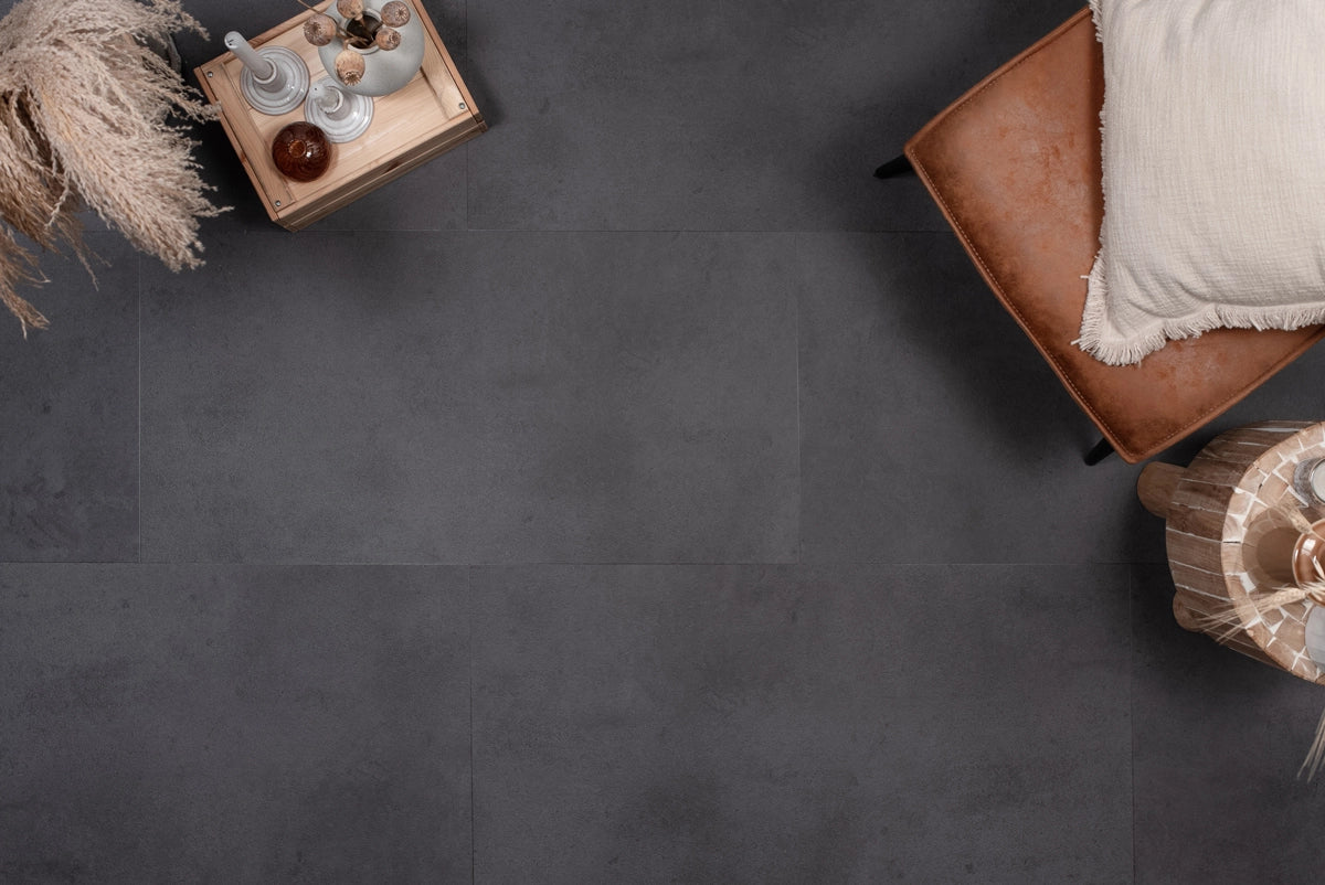 Floer Tegel PVC - Betonlook Zwart