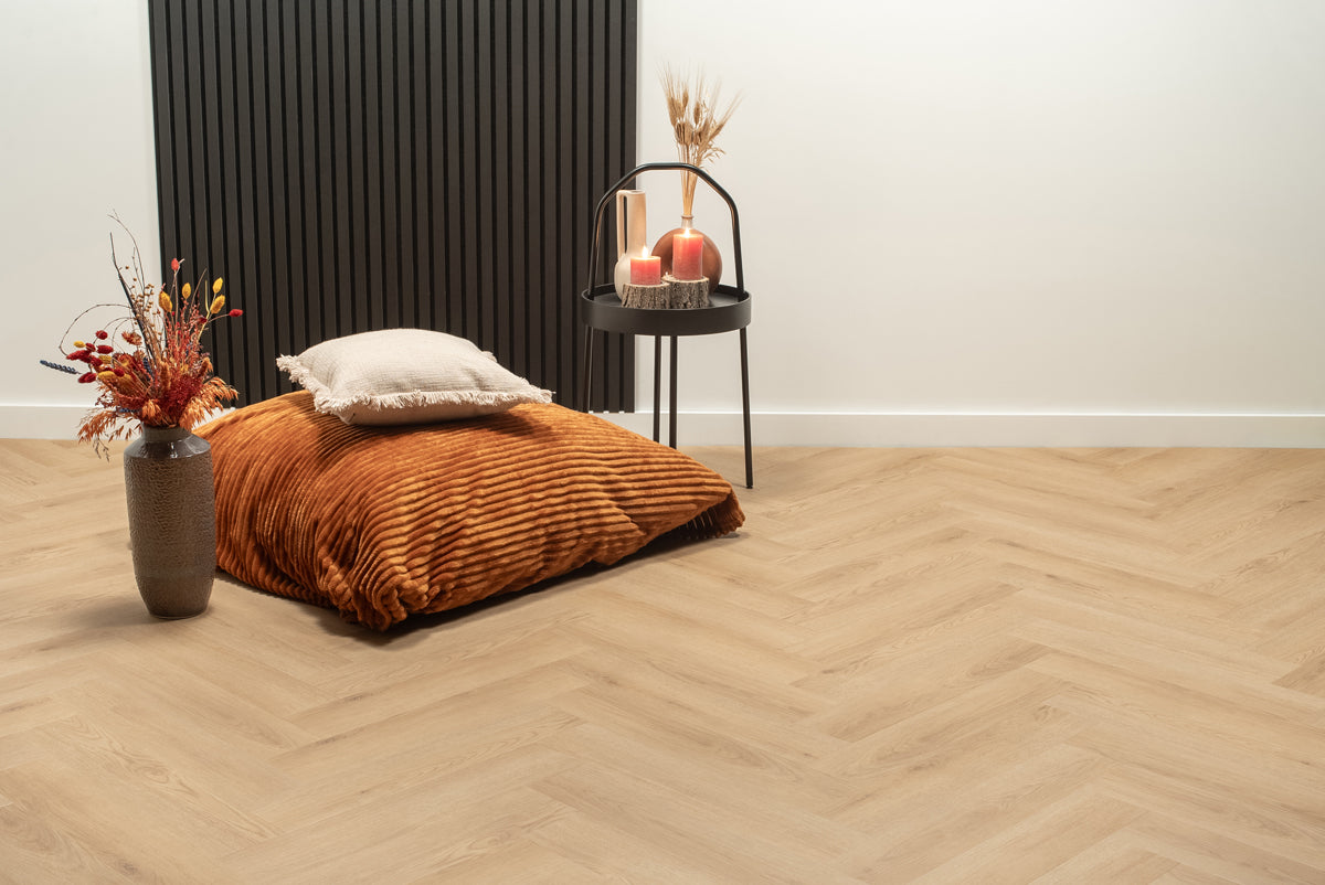Natuur eiken visgraat PVC vloer