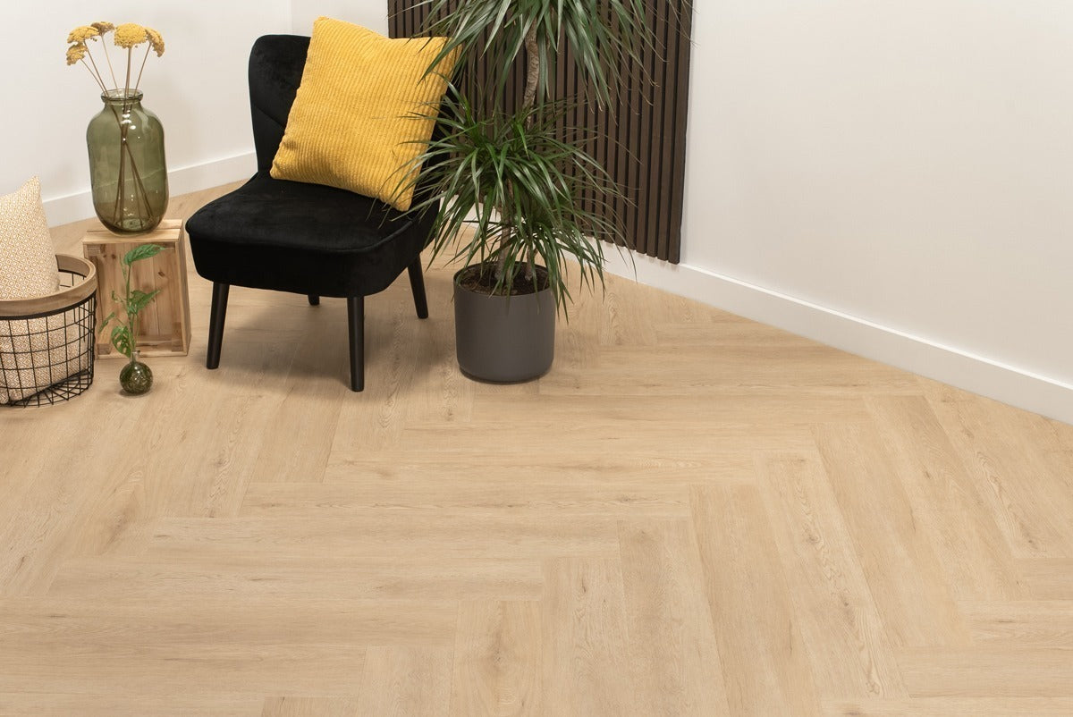 Floer Walvisgraat Click PVC – Gaia Grijsbeige