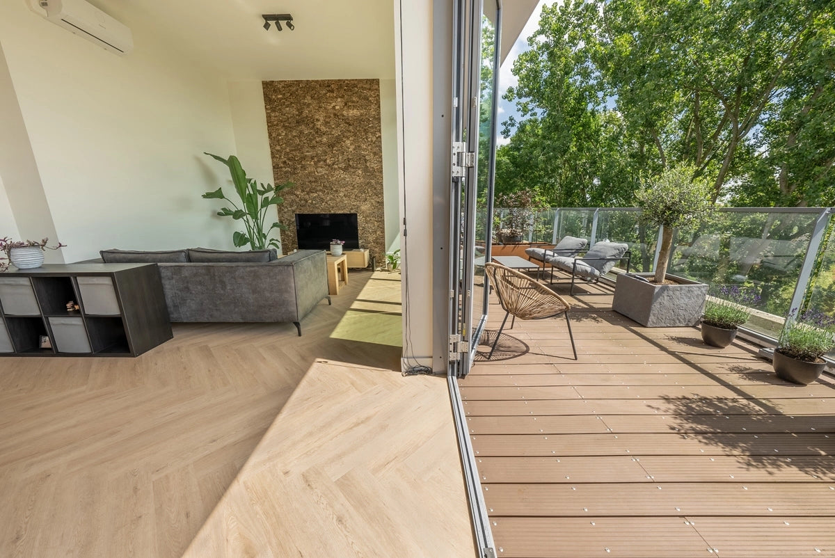 Floer Walvisgraat Click PVC – Gaia Grijsbeige