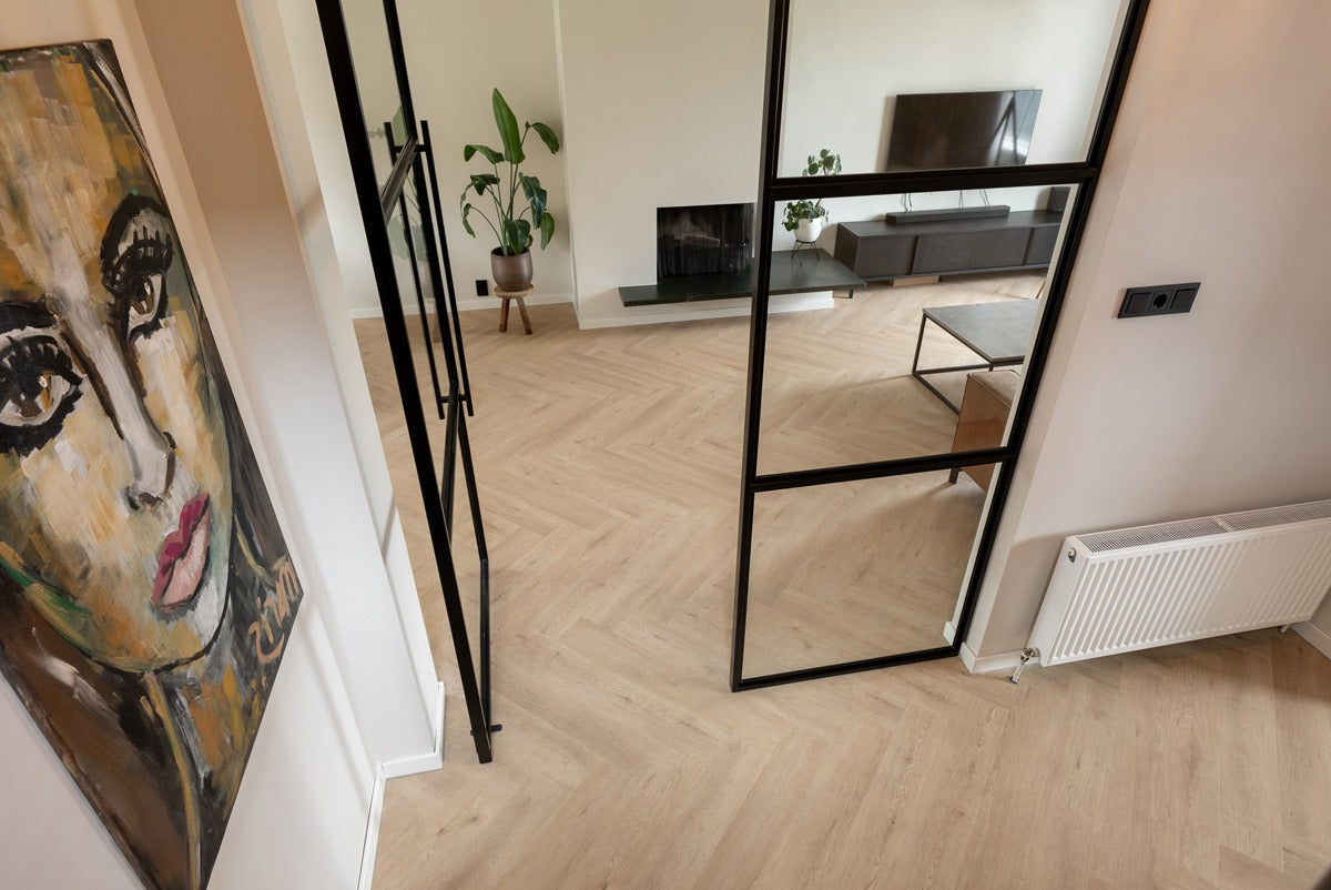 Floer Walvisgraat Click PVC – Gaia Grijsbeige