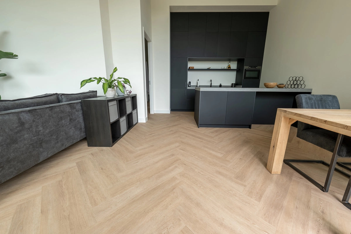 Floer Walvisgraat PVC - Gaia Grijsbeige