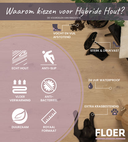 Floer Hybride Hout - Crème Eiken Visgraat (Uitlopend)